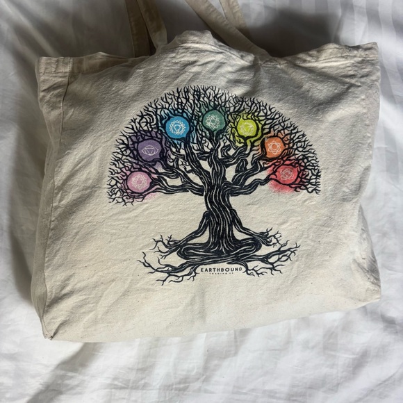 Earthbound trading co. Root Mula yoga 7 chakra organic cotton tote bag - Picture 3 of 12